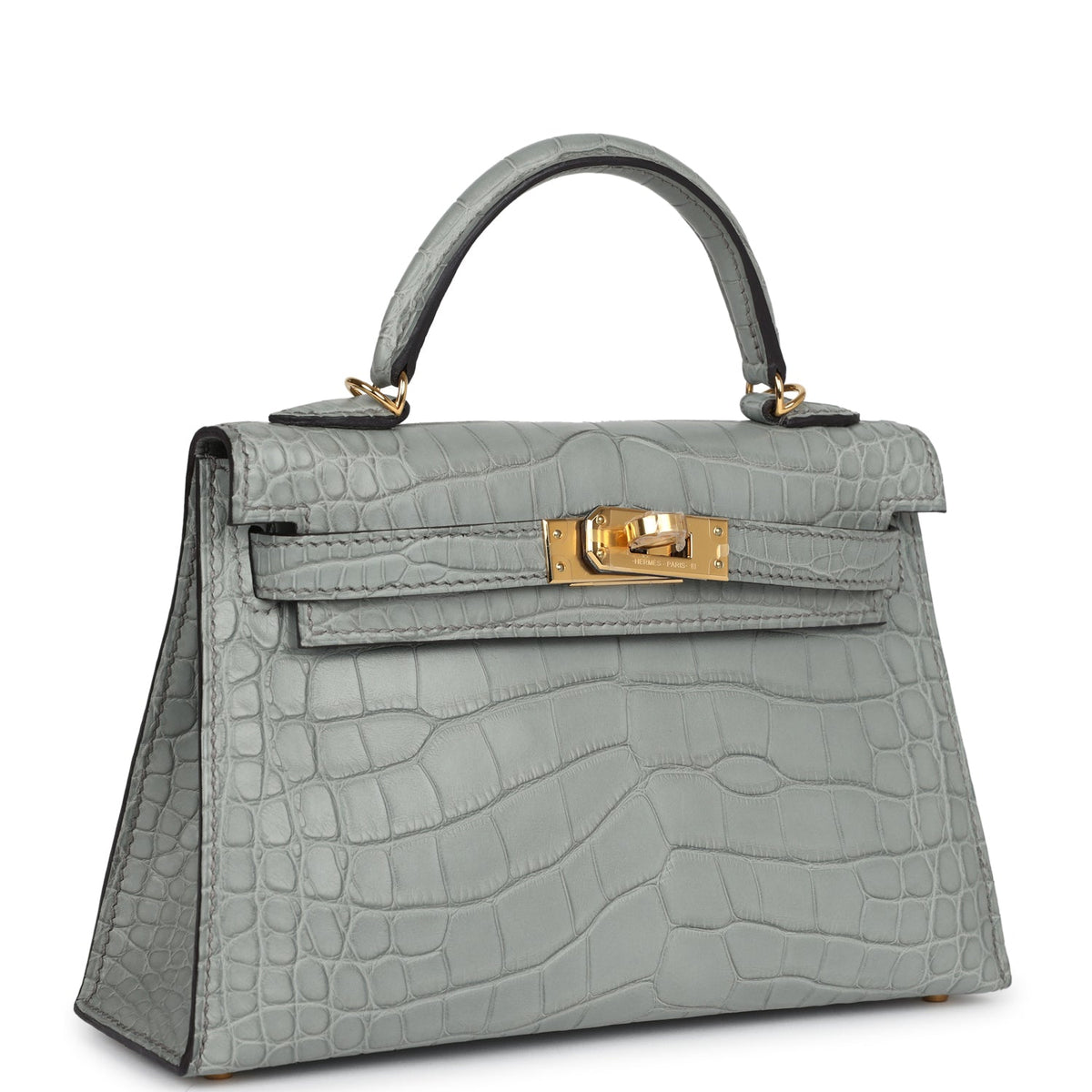 Hermès Kelly Sellier 20 Gris Ciment Matte Faux Leather Gold Hardware