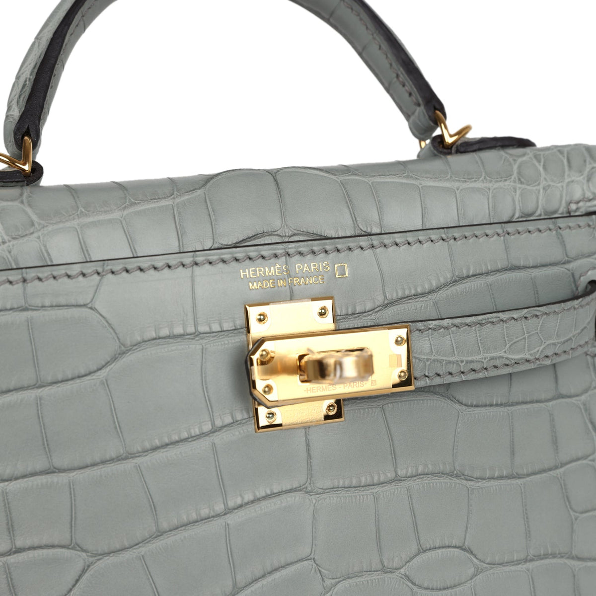 Hermès Kelly Sellier 20 Gris Ciment Matte Faux Leather Gold Hardware