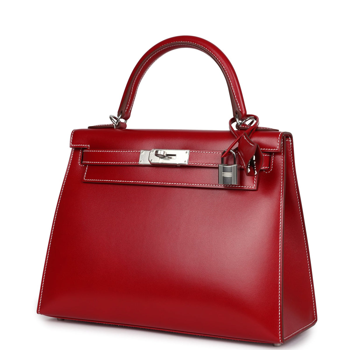 Hermès Kelly Sellier 28 Rouge Piment Box Palladium Hardware