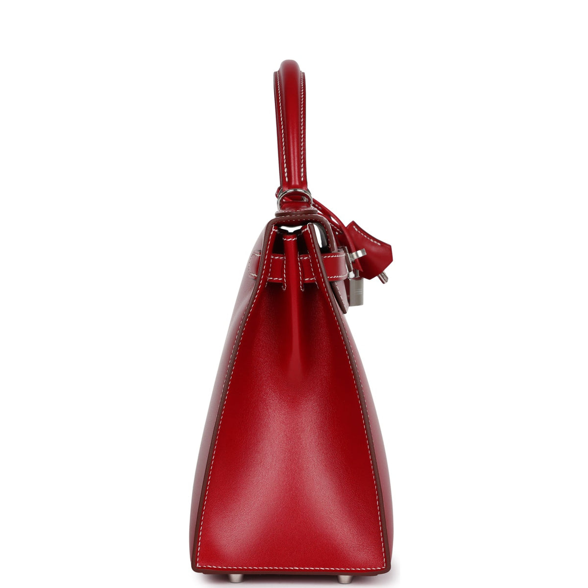 Hermès Kelly Sellier 28 Rouge Piment Box Palladium Hardware