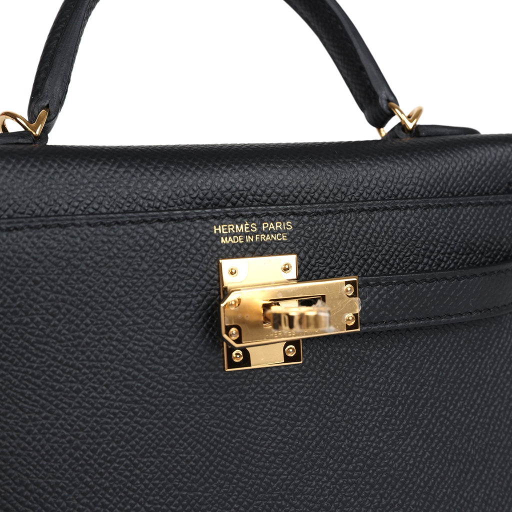 Hermès Kelly Sellier 20 Black Epsom Gold Hardware