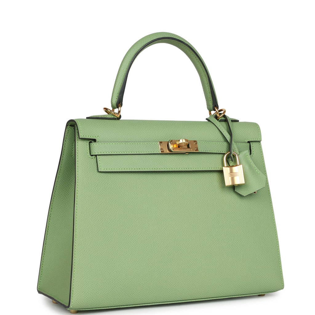Hermès Kelly Sellier 25 Vert Criquet Epsom Gold Hardware