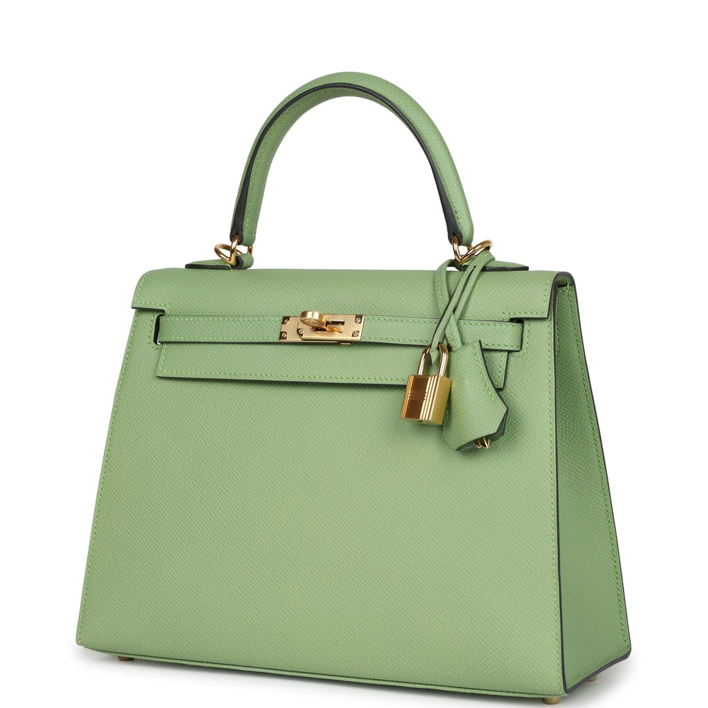 Hermès Kelly Sellier 25 Vert Criquet Epsom Gold Hardware