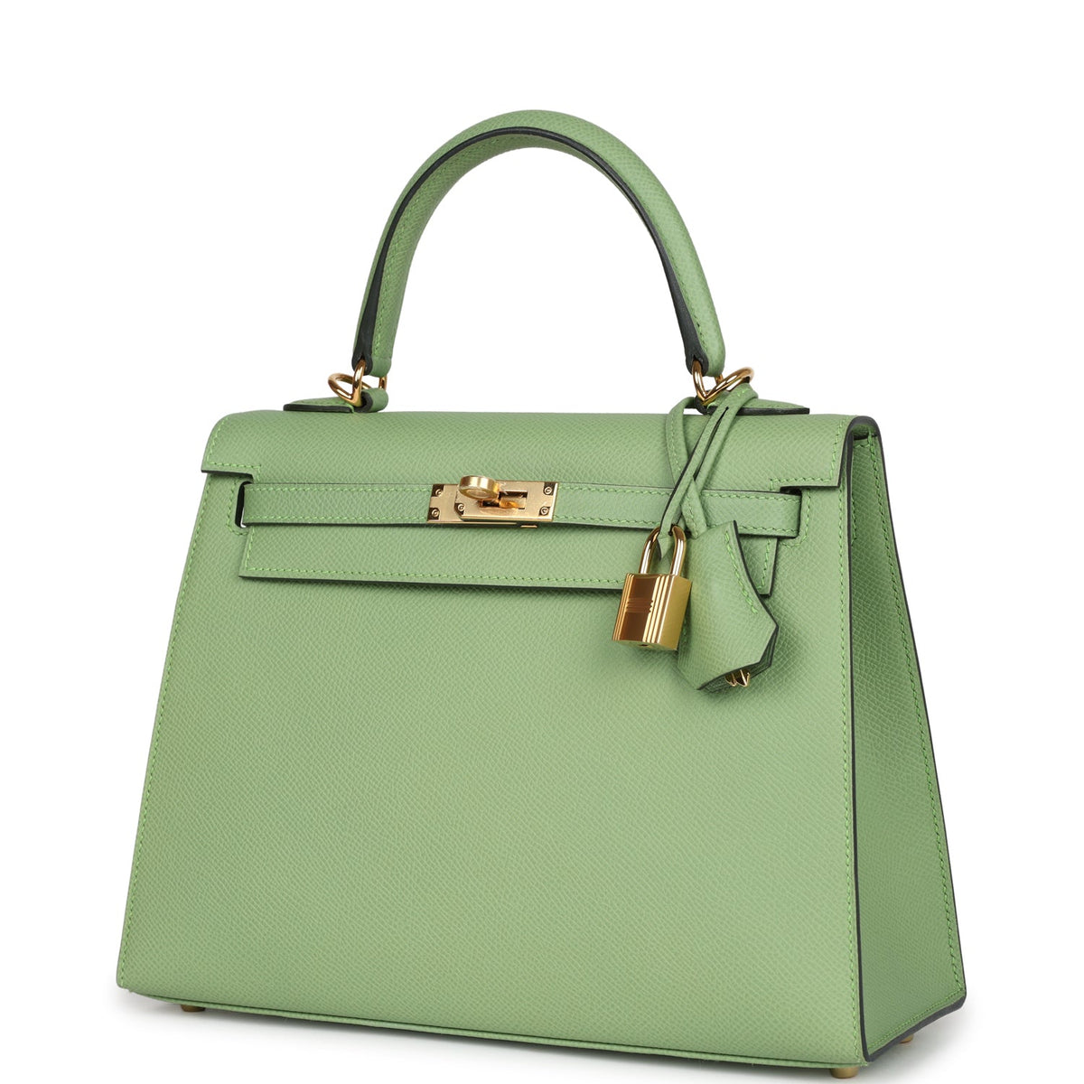 Hermès Kelly Sellier 25 Vert Criquet Epsom Gold Hardware