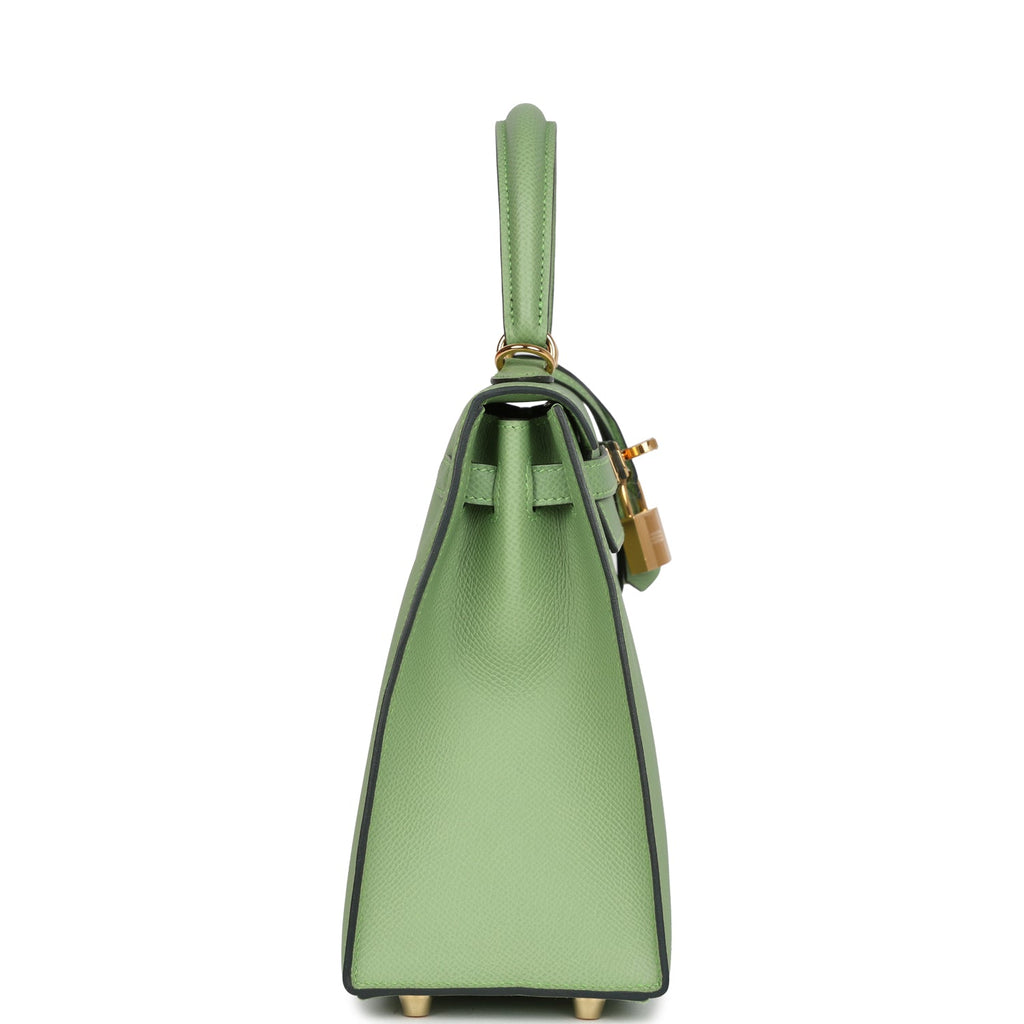 Hermès Kelly Sellier 25 Vert Criquet Epsom Gold Hardware