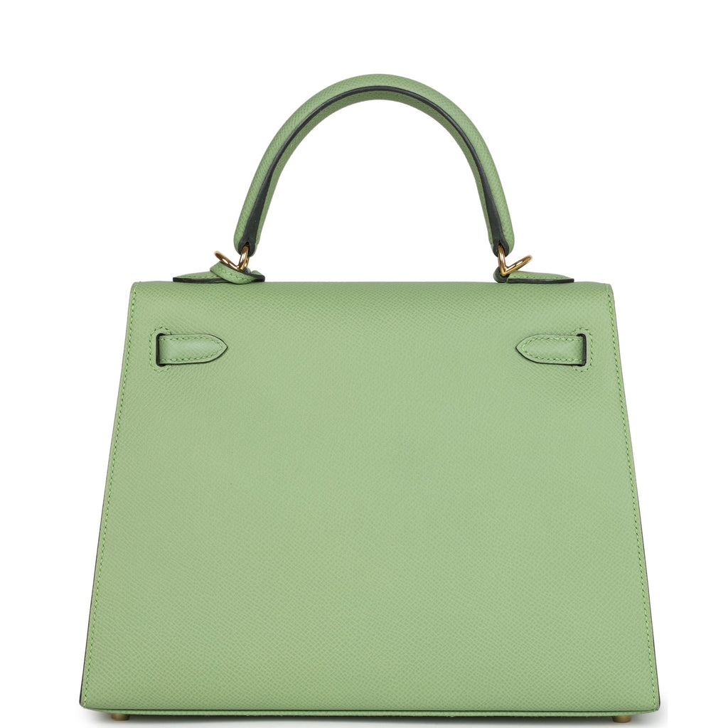 Hermès Kelly Sellier 25 Vert Criquet Epsom Gold Hardware