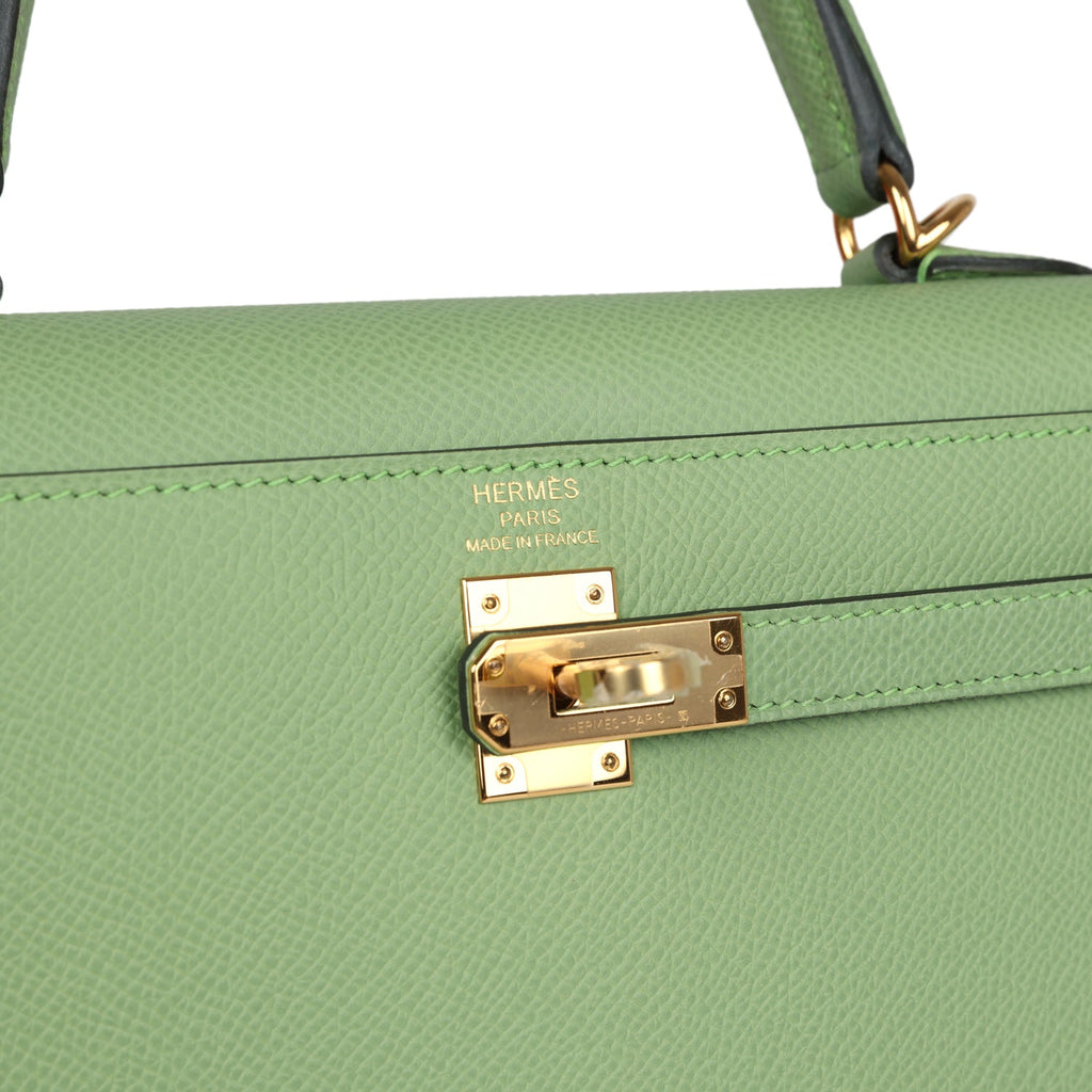 Hermès Kelly Sellier 25 Vert Criquet Epsom Gold Hardware