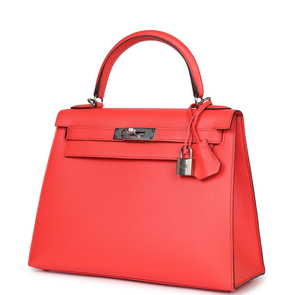 Hermès Kelly Sellier 28 Rose Texas Epsom Palladium Hardware