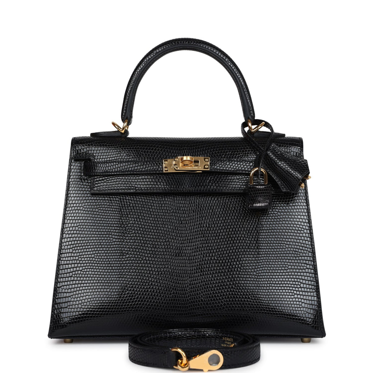 Hermès Kelly Sellier 25 Black Faux Leather Gold Hardware