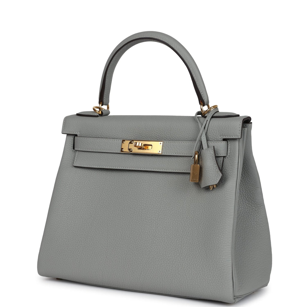 Hermès Kelly Retourne 28 Gris Mouette Togo Gold Hardware