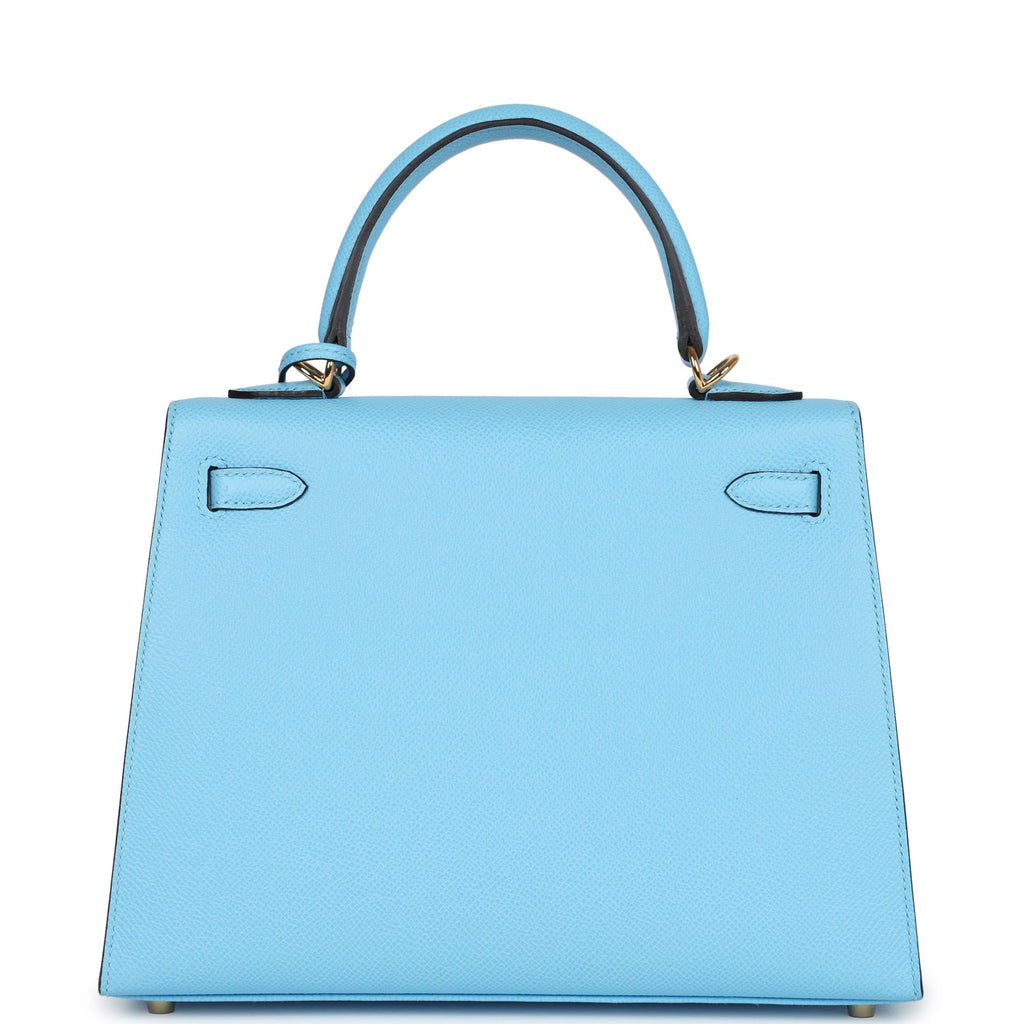 Hermès Kelly Sellier 25 Celeste Epsom Gold Hardware