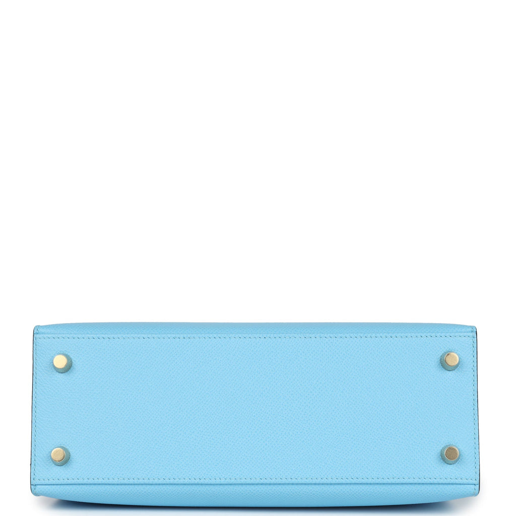 Hermès Kelly Sellier 25 Celeste Epsom Gold Hardware