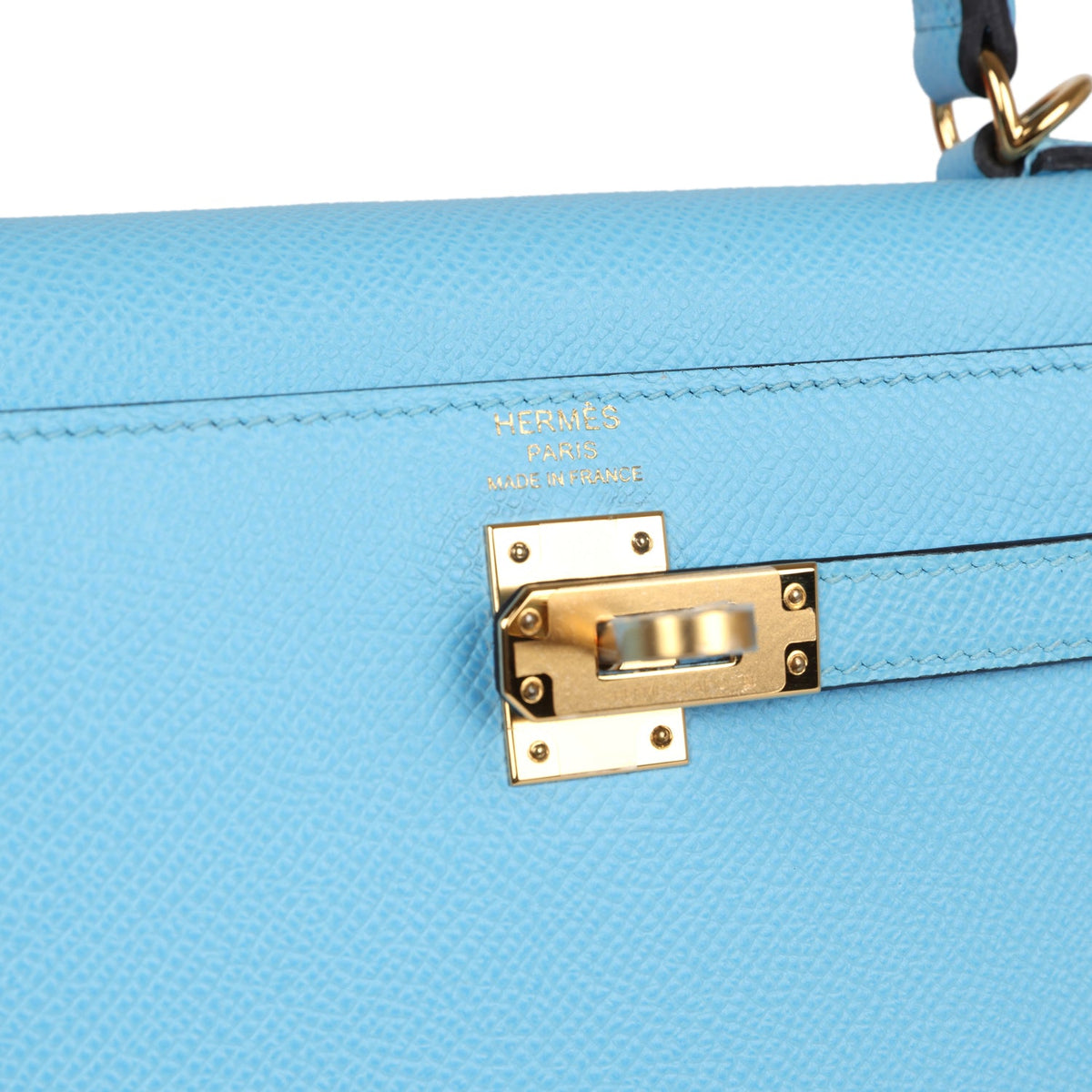 Hermès Kelly Sellier 25 Celeste Epsom Gold Hardware