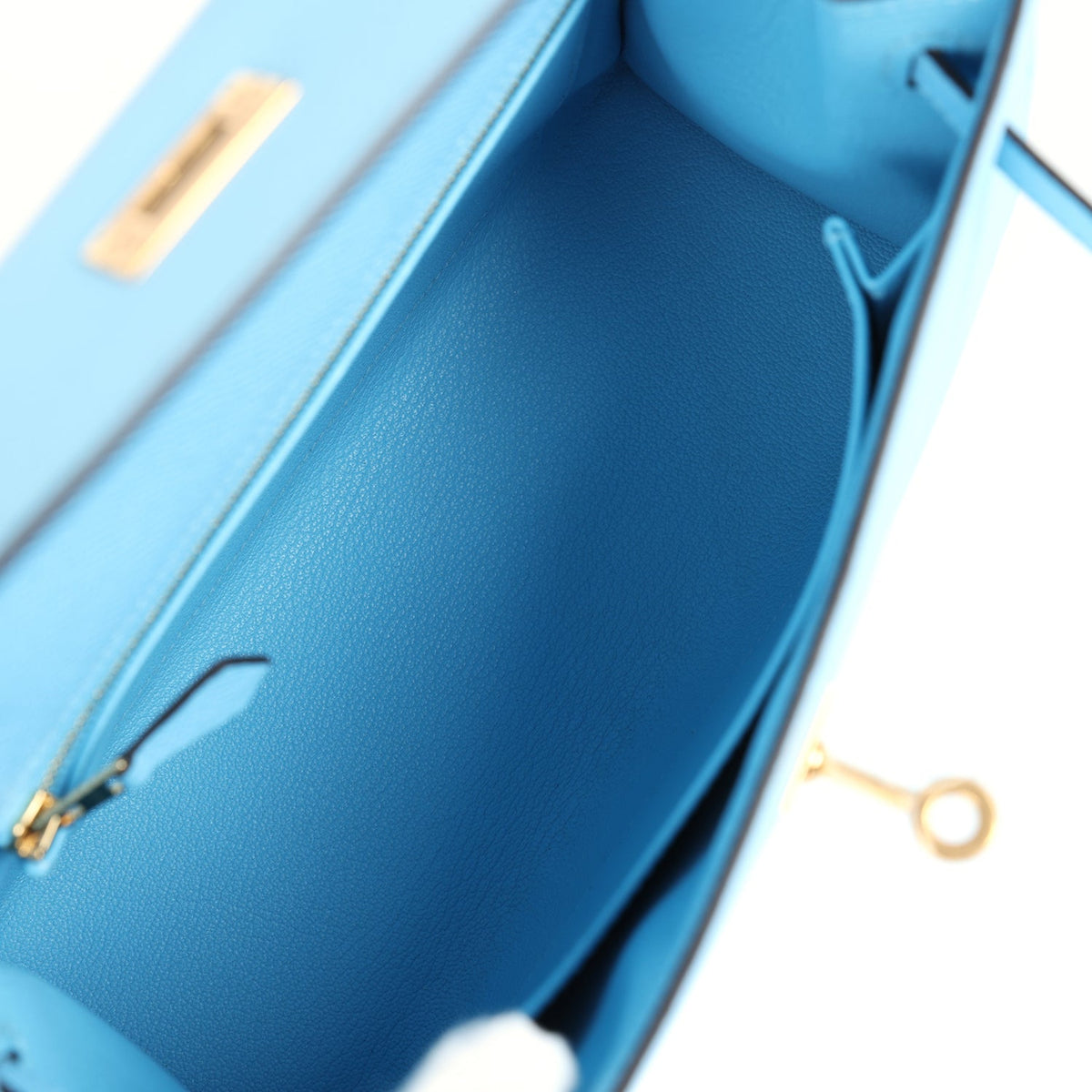 Hermès Kelly Sellier 25 Celeste Epsom Gold Hardware