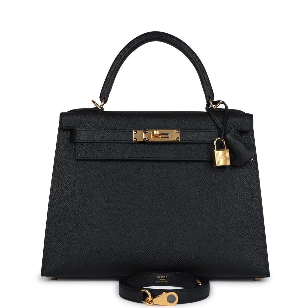 Hermès Kelly Sellier 28 Black Epsom Gold Hardware