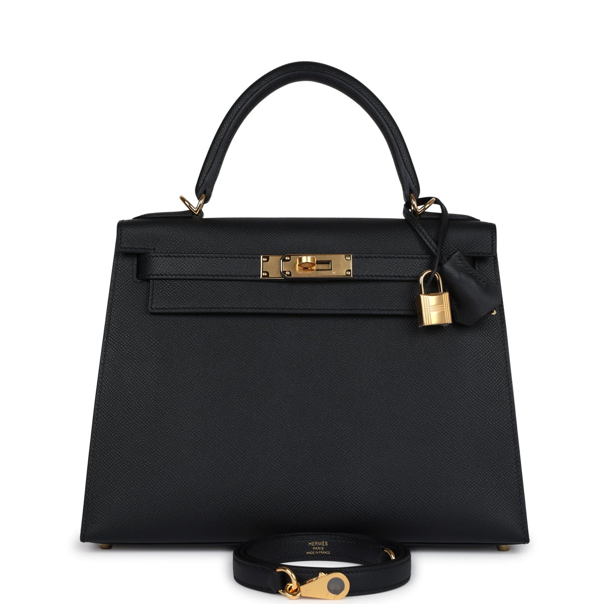 Hermès Kelly Sellier 28 Black Epsom Gold Hardware