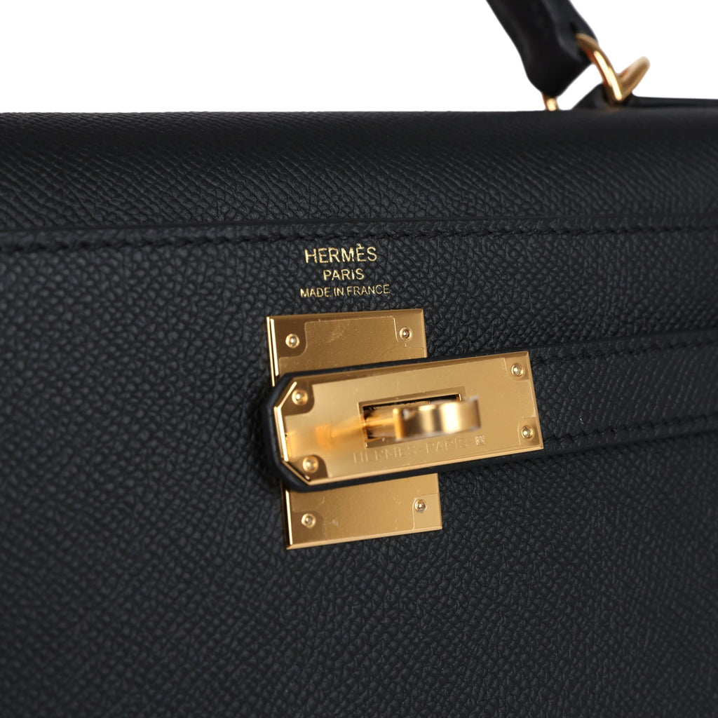 Hermès Kelly Sellier 28 Black Epsom Gold Hardware