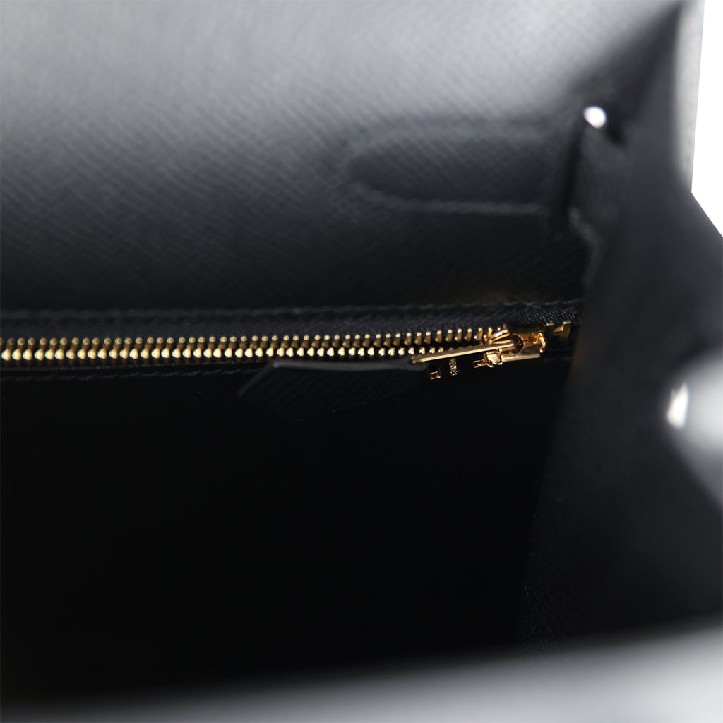 Hermès Kelly Sellier 28 Black Epsom Gold Hardware