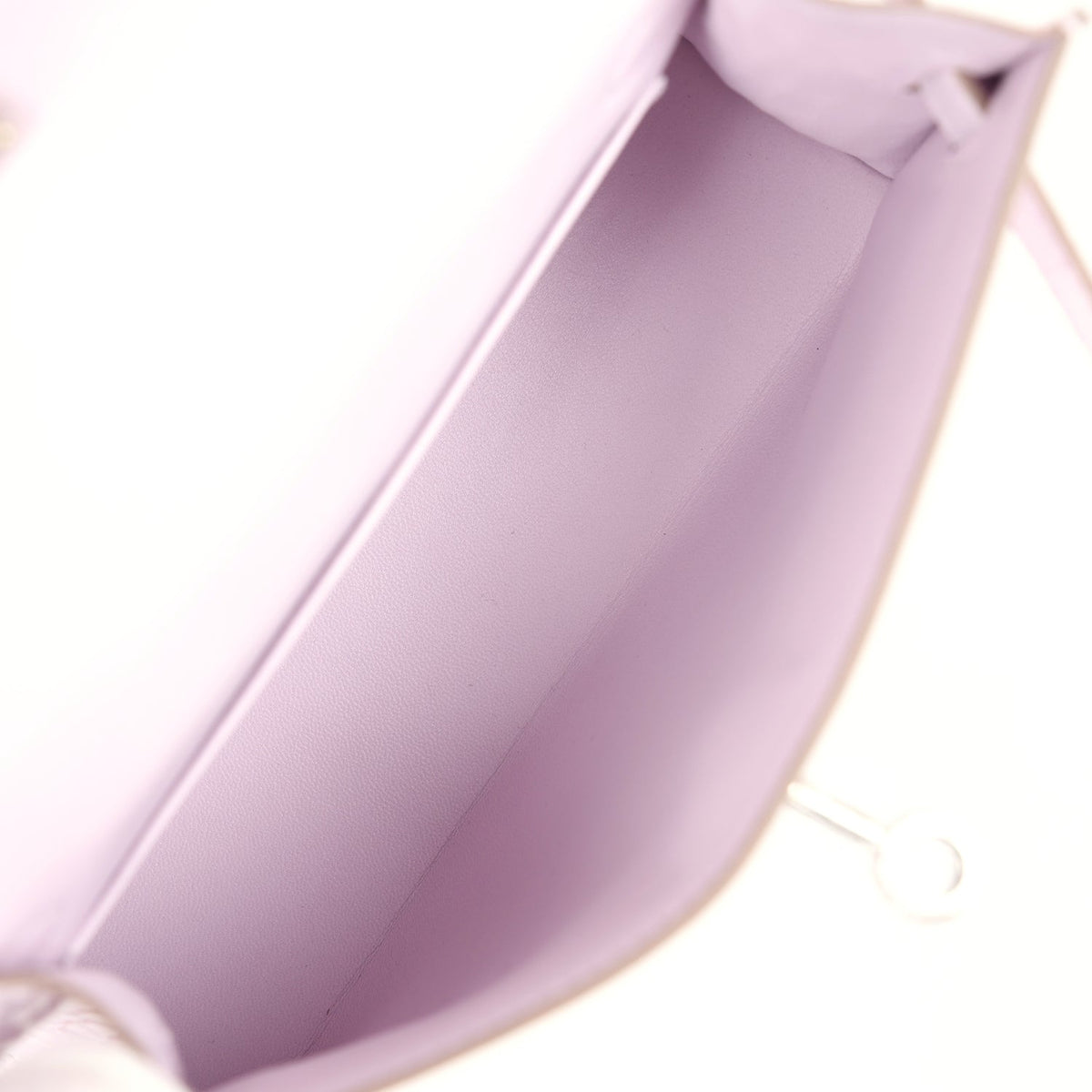 Hermès Kelly Sellier 20 Mauve Pale Boreal Satin Faux Leather Palladium Hardware