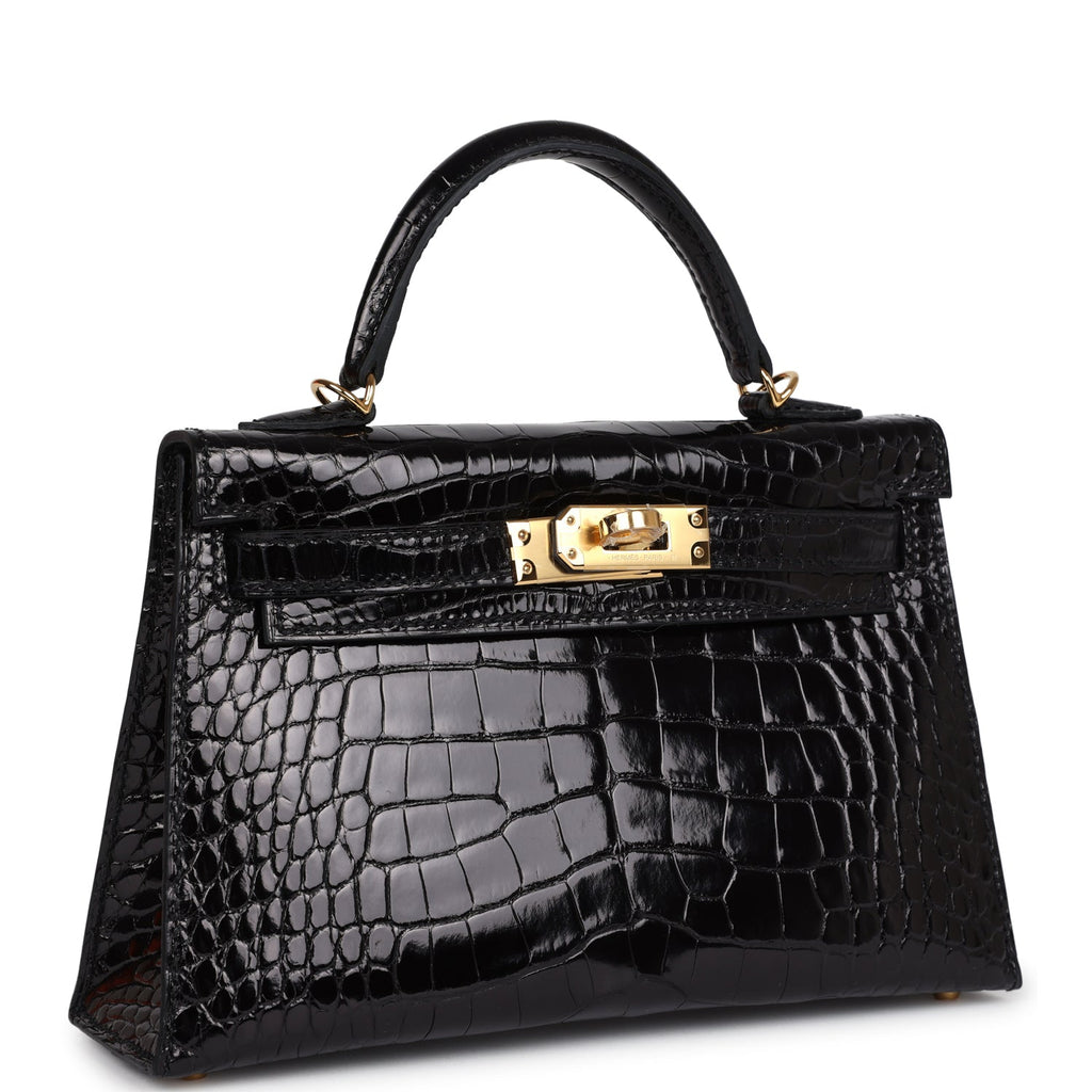 Hermès Kelly Sellier 20 Black Shiny Faux Leather Gold Hardware