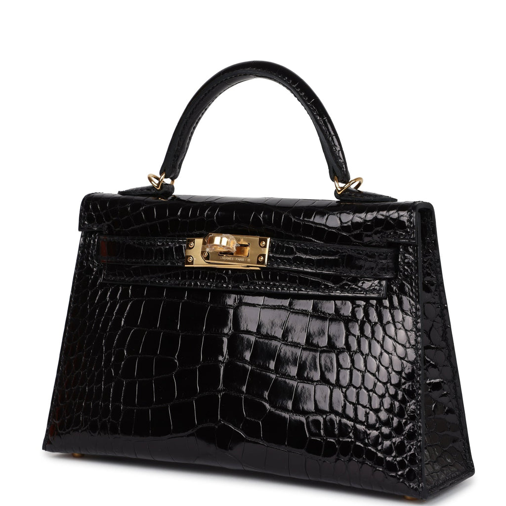 Hermès Kelly Sellier 20 Black Shiny Faux Leather Gold Hardware