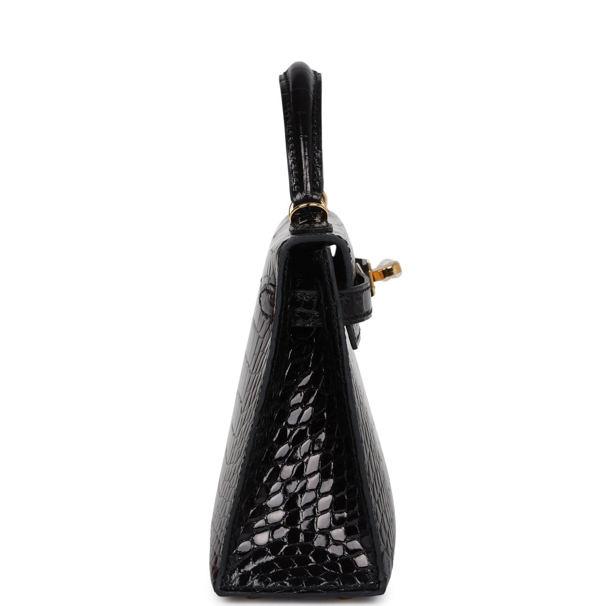 Hermès Kelly Sellier 20 Black Shiny Faux Leather Gold Hardware