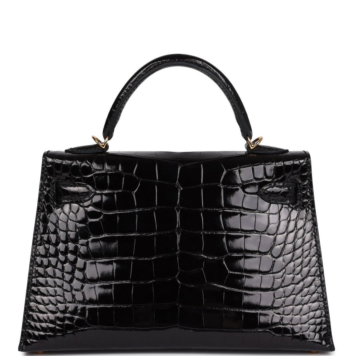 Hermès Kelly Sellier 20 Black Shiny Faux Leather Gold Hardware