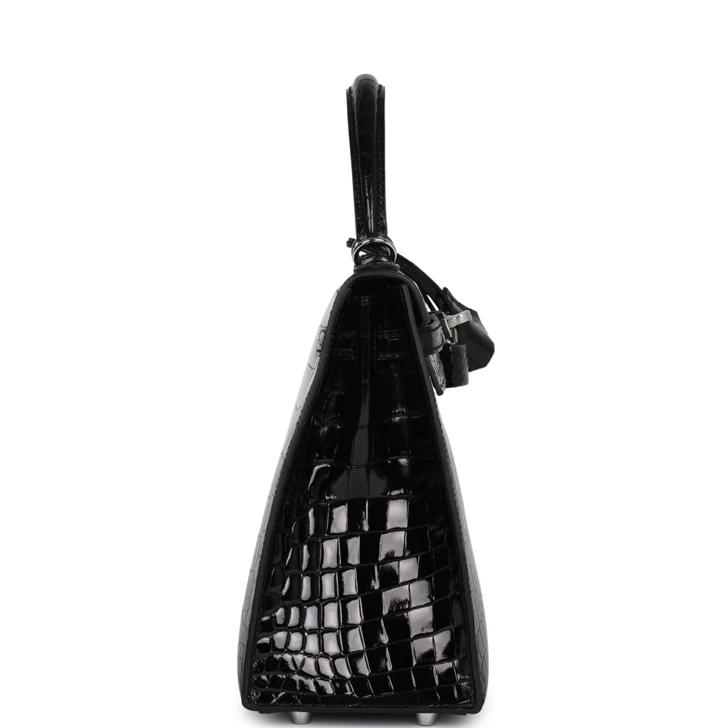 Hermès Kelly Sellier 25 Black Shiny Faux Leather Palladium Hardware