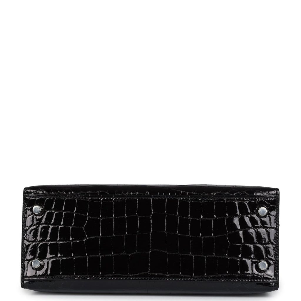 Hermès Kelly Sellier 25 Black Shiny Faux Leather Palladium Hardware