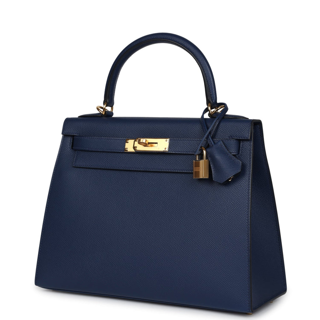 Hermès Kelly Sellier 28 Bleu Navy Epsom Gold Hardware