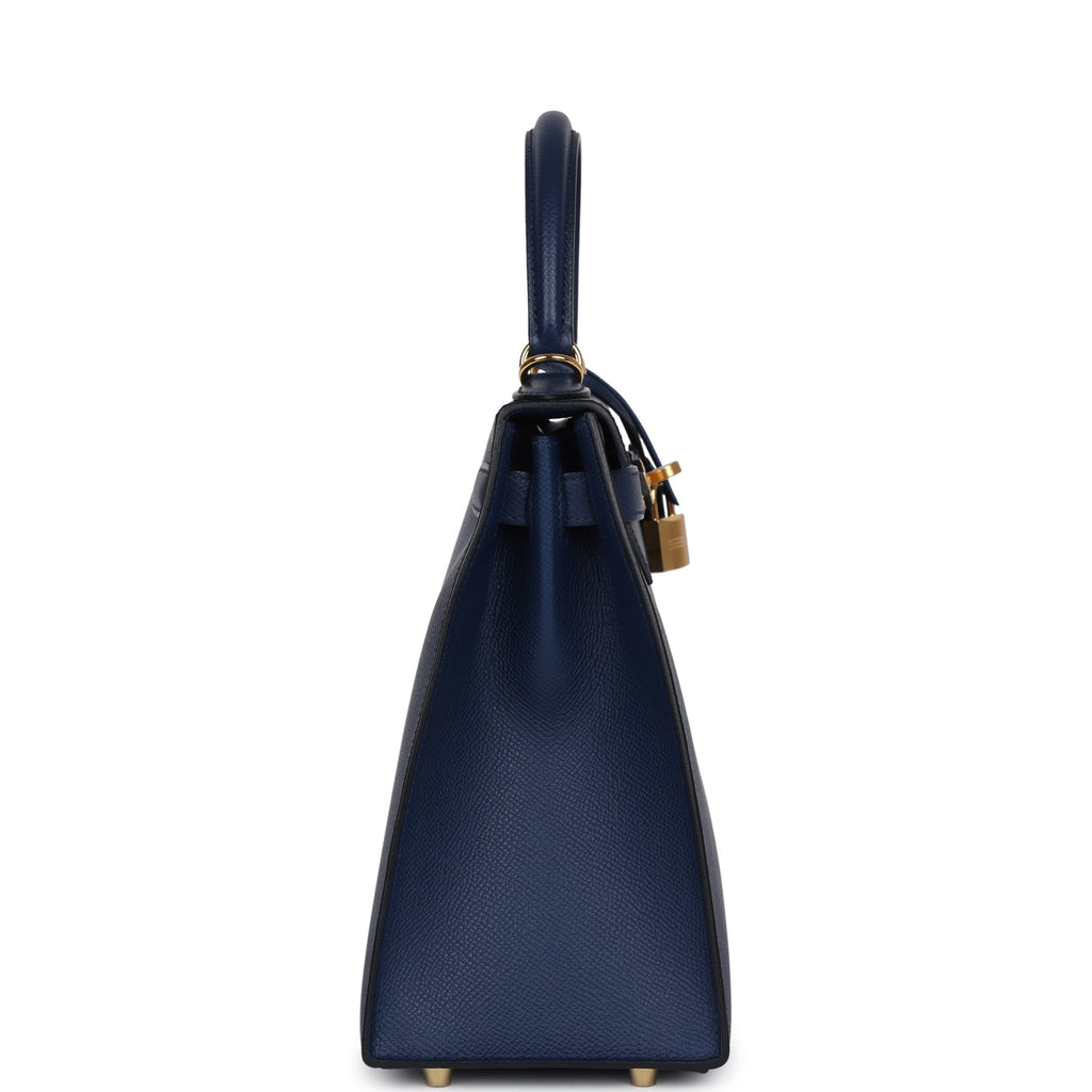 Hermès Kelly Sellier 28 Bleu Navy Epsom Gold Hardware