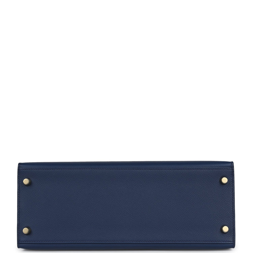 Hermès Kelly Sellier 28 Bleu Navy Epsom Gold Hardware