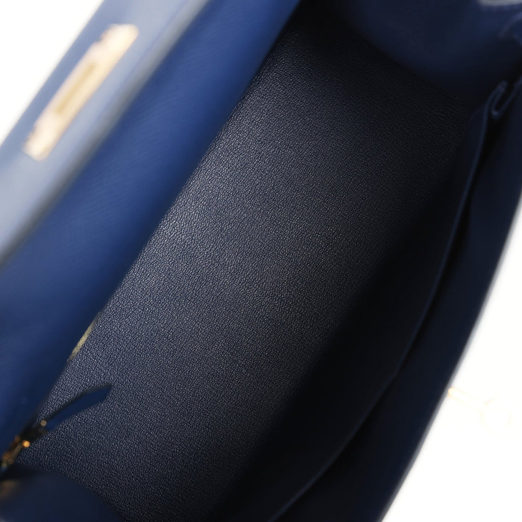 Hermès Kelly Sellier 28 Bleu Navy Epsom Gold Hardware