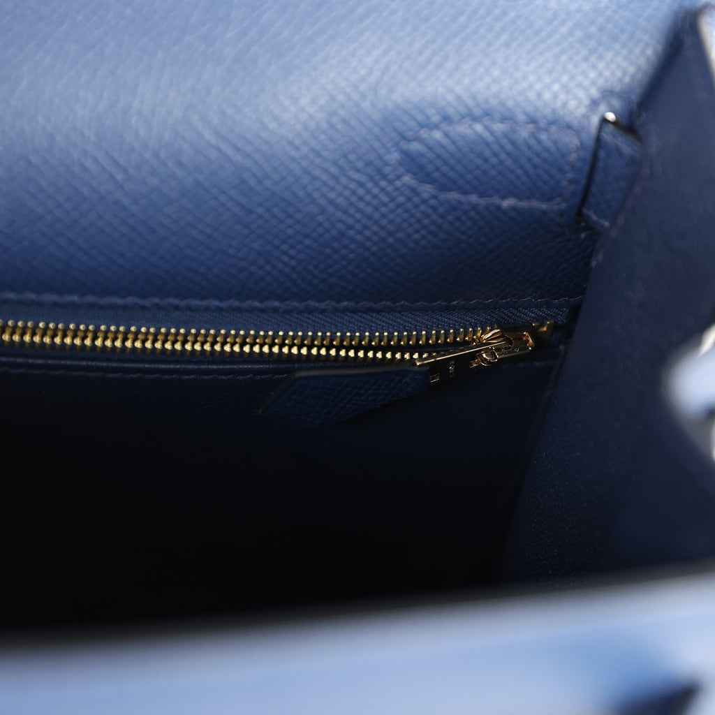 Hermès Kelly Sellier 28 Bleu Navy Epsom Gold Hardware