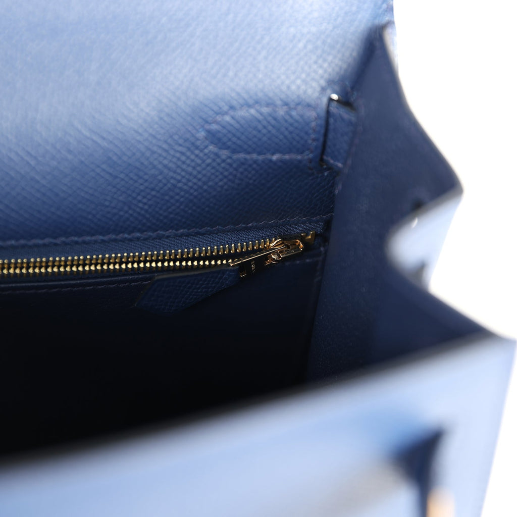 Hermès Kelly Sellier 28 Bleu Navy Epsom Gold Hardware