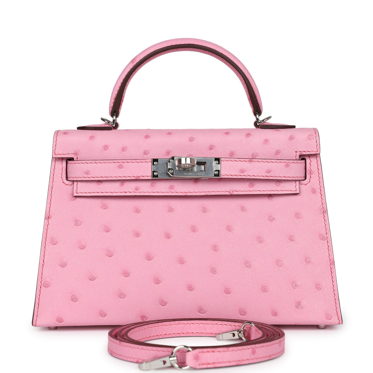 Hermès Kelly Sellier 20 Bubblegum Ostrich Palladium Hardware