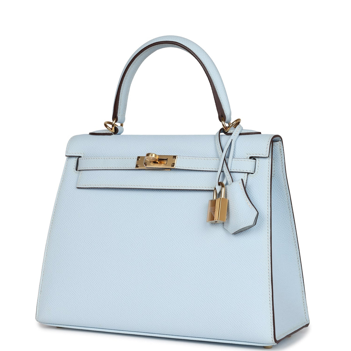 Hermès Kelly Sellier 25 Bleu Brume Epsom Gold Hardware
