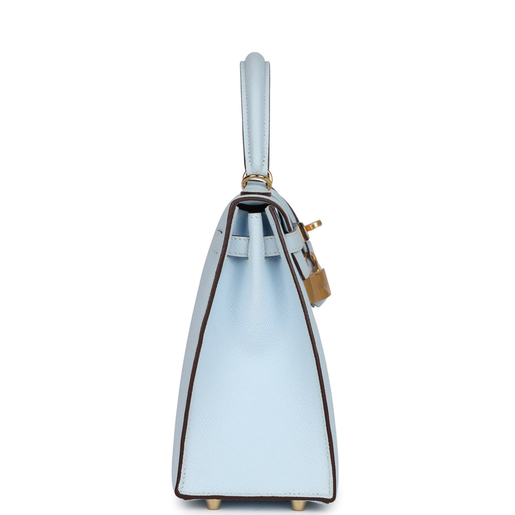 Hermès Kelly Sellier 25 Bleu Brume Epsom Gold Hardware