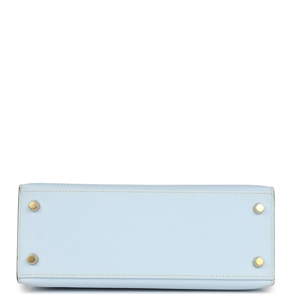 Hermès Kelly Sellier 25 Bleu Brume Epsom Gold Hardware