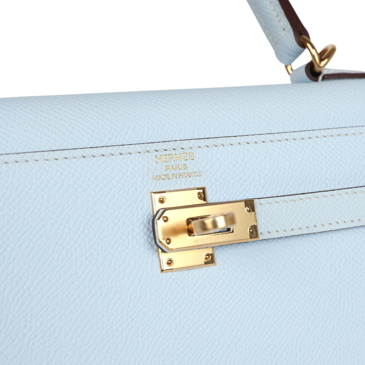 Hermès Kelly Sellier 25 Bleu Brume Epsom Gold Hardware