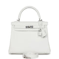 Hermès Kelly Retourne 25 New White Swift Palladium Hardware