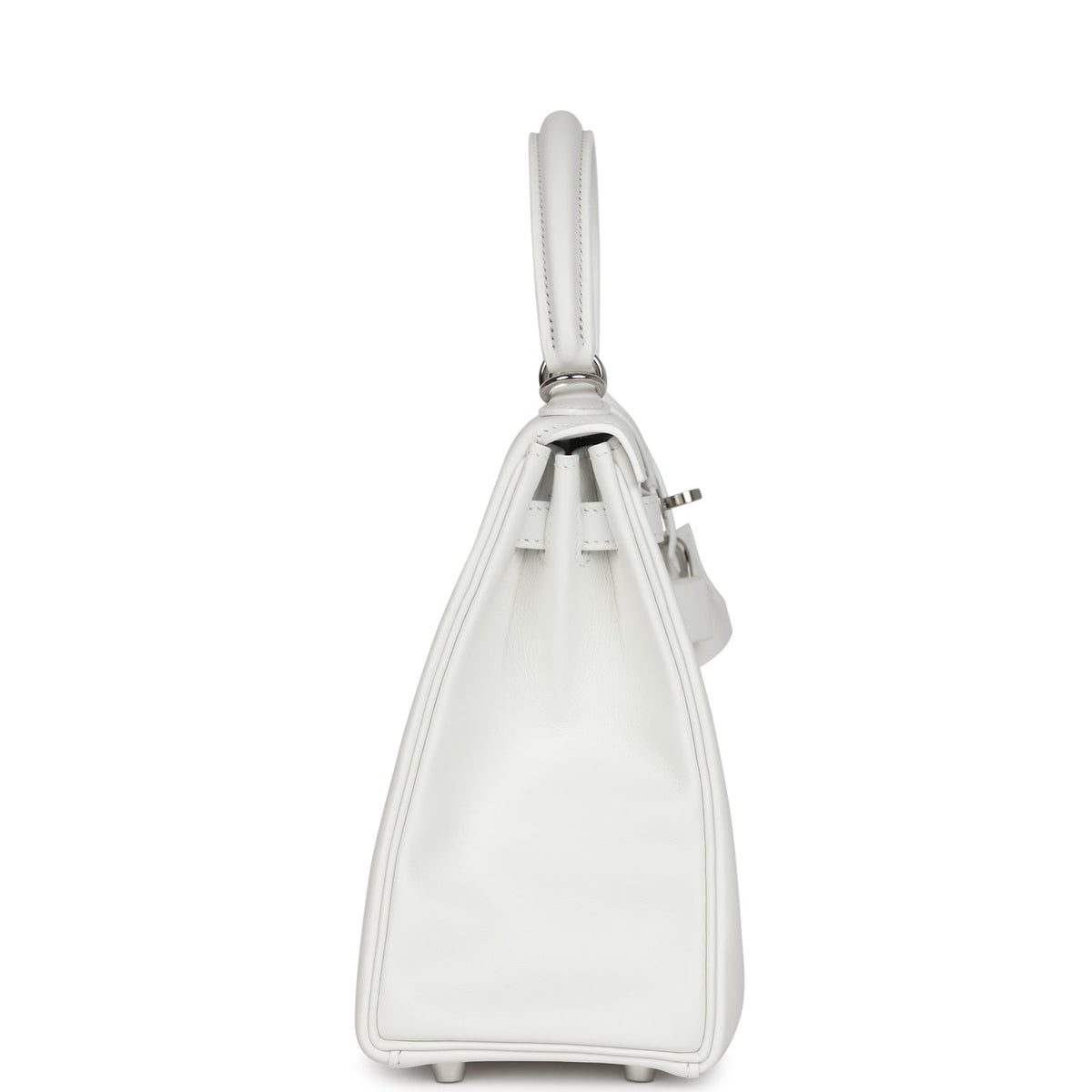 Hermès Kelly Retourne 25 New White Swift Palladium Hardware