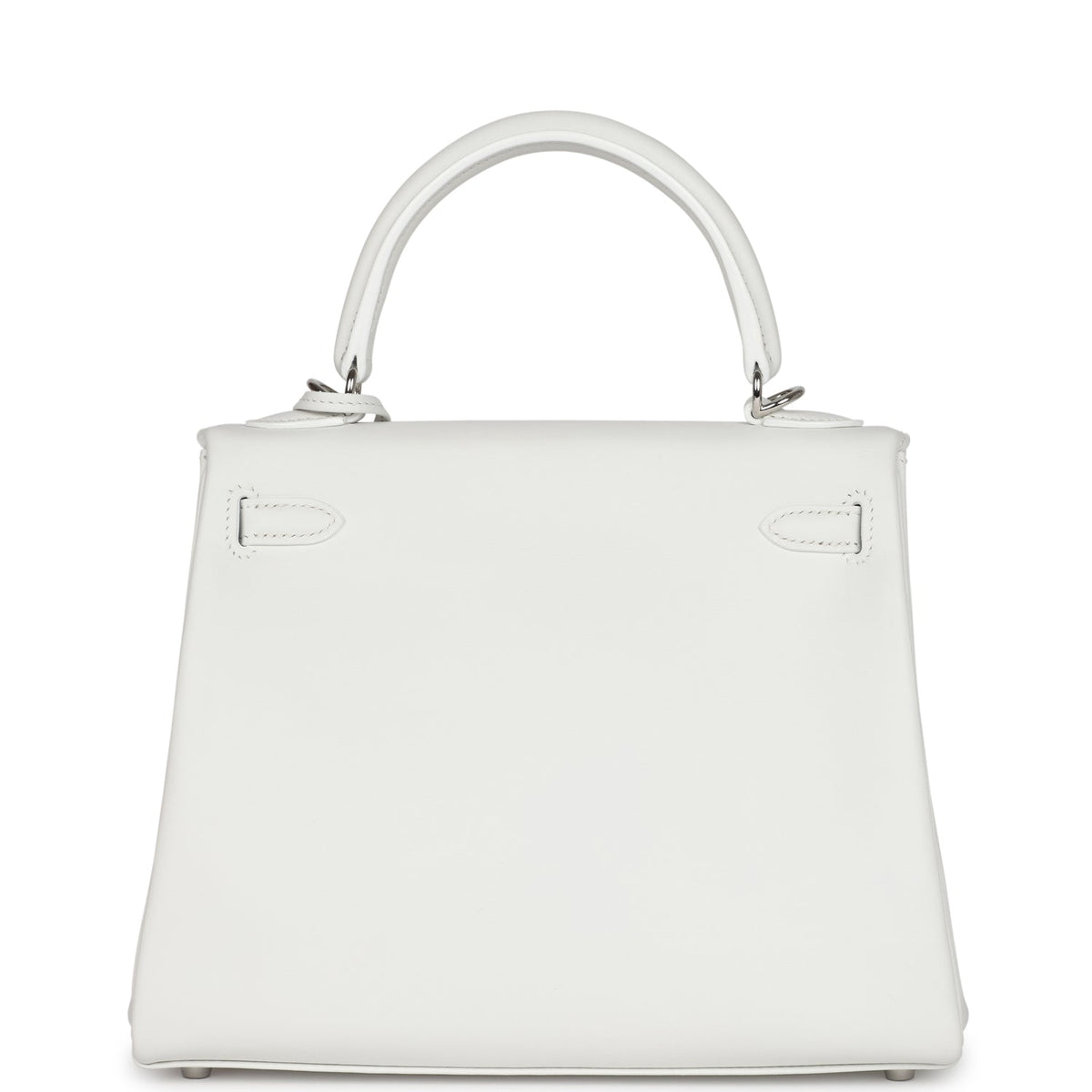 Hermès Kelly Retourne 25 New White Swift Palladium Hardware