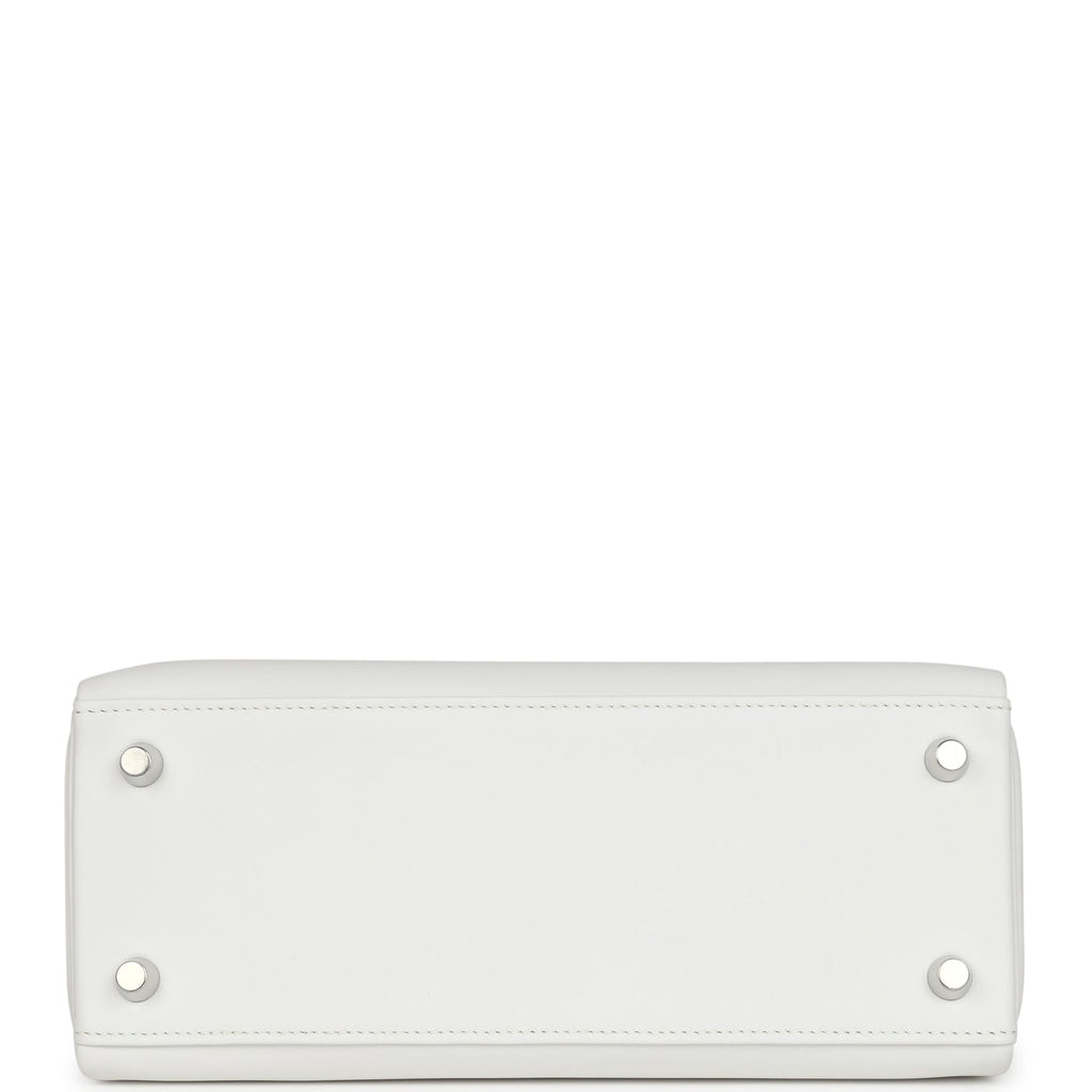 Hermès Kelly Retourne 25 New White Swift Palladium Hardware