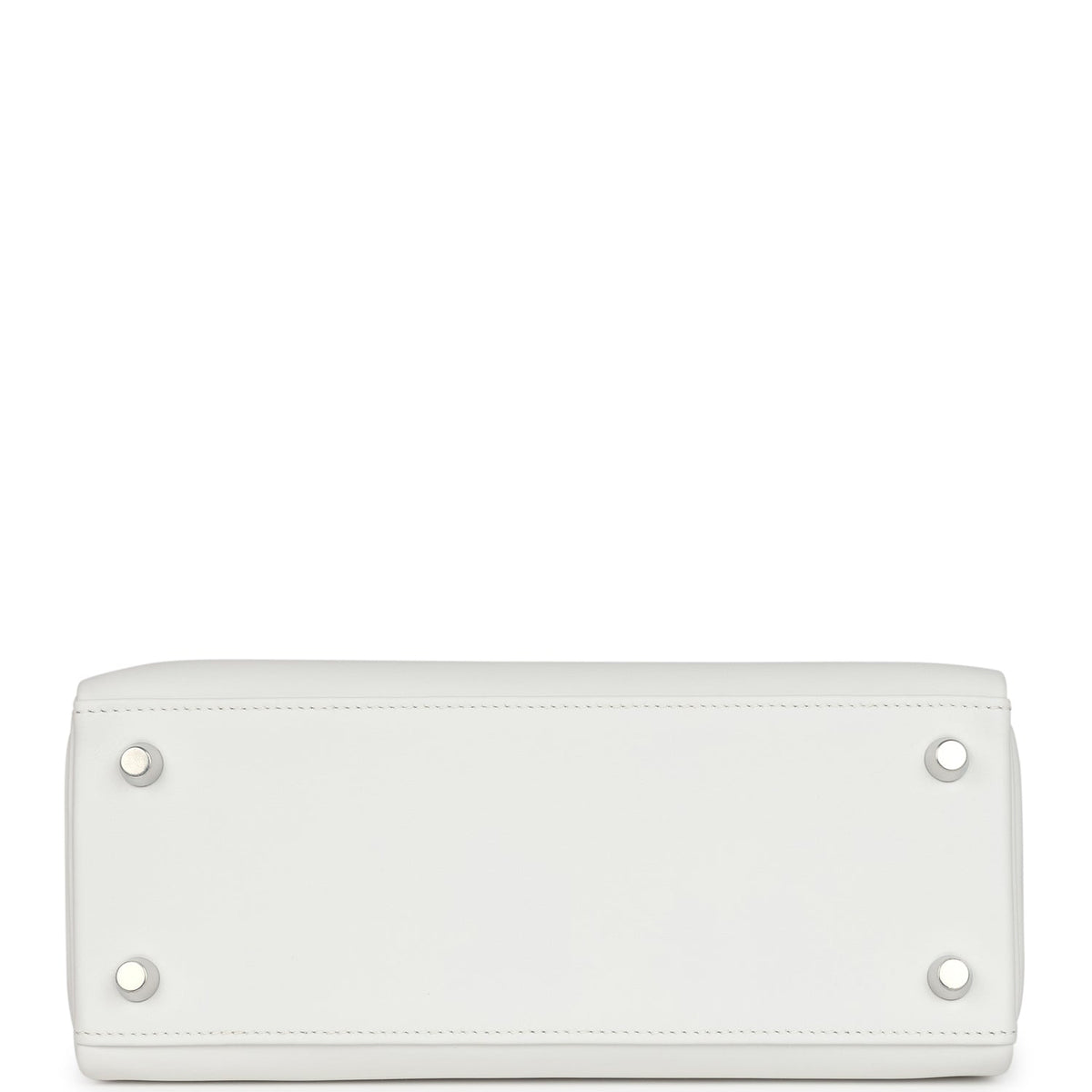 Hermès Kelly Retourne 25 New White Swift Palladium Hardware