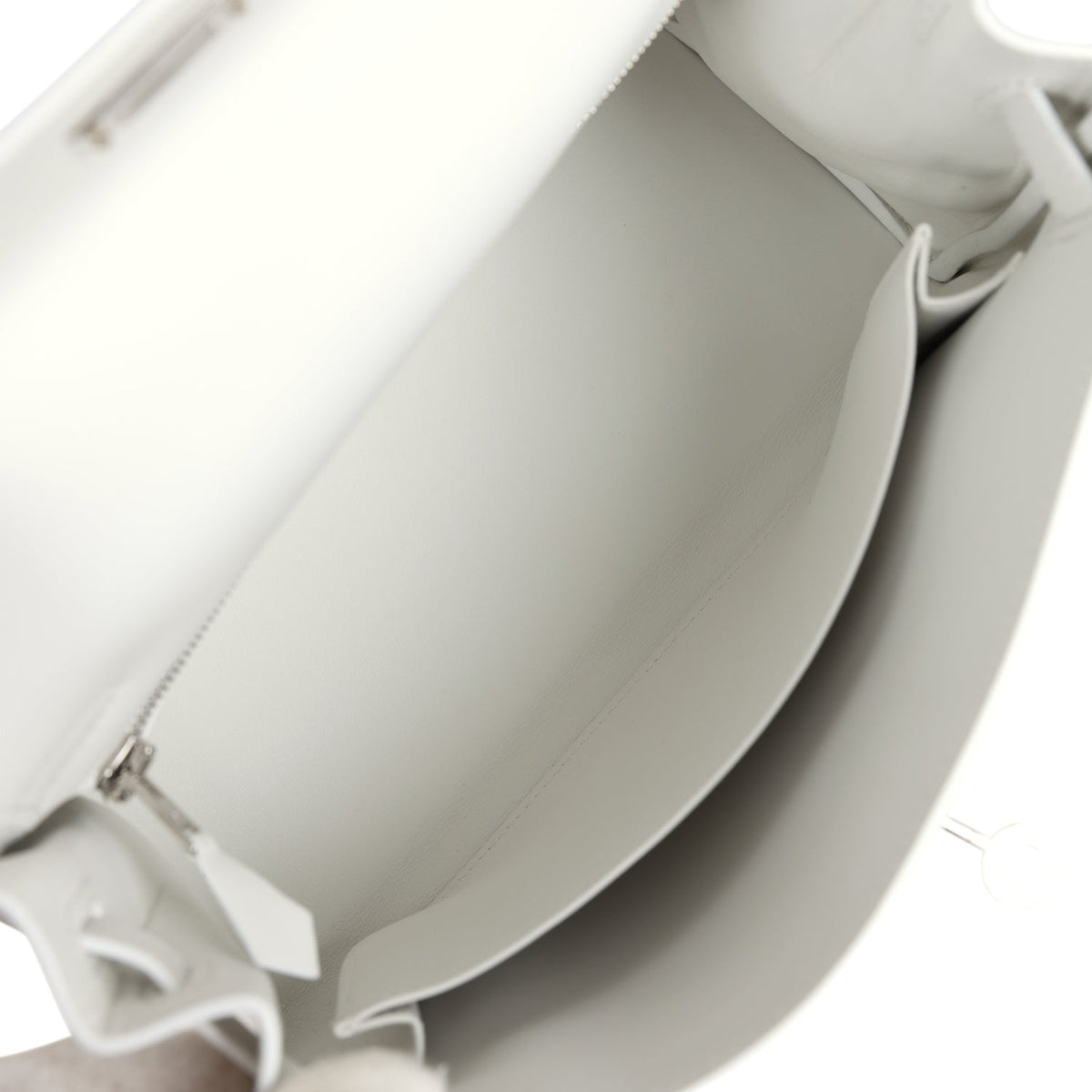 Hermès Kelly Retourne 25 New White Swift Palladium Hardware