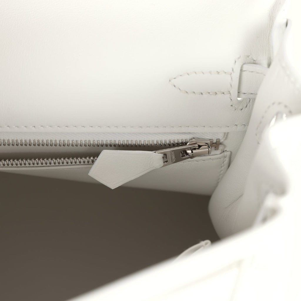 Hermès Kelly Retourne 25 New White Swift Palladium Hardware