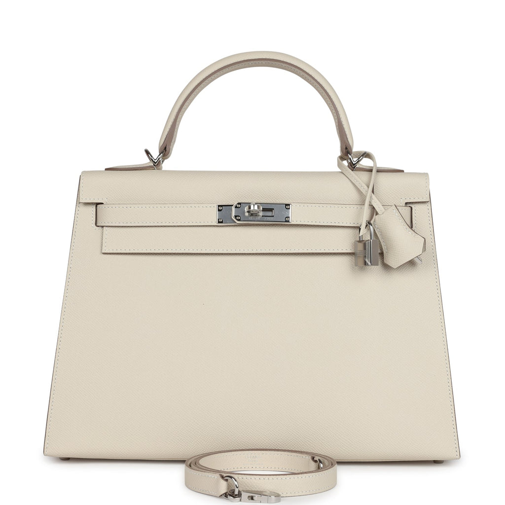 Hermès Kelly Sellier 32 Craie Epsom Palladium Hardware