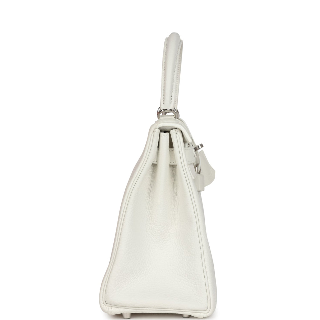 Hermès Kelly Retourne 28 White Clemence Palladium Hardware
