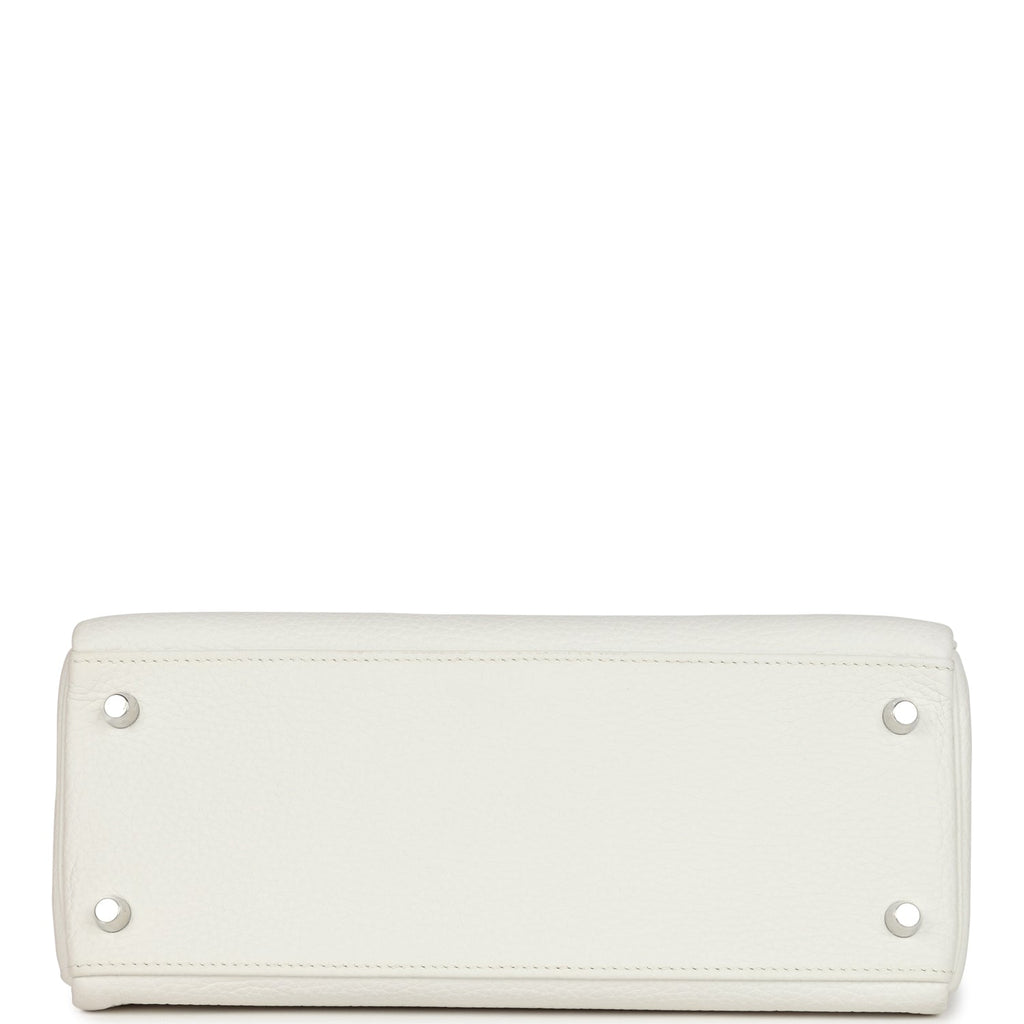 Hermès Kelly Retourne 28 White Clemence Palladium Hardware